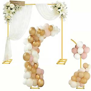 lot 5867 image: 2-in-1 Dual-use Square Balloon Arch Stand Metal Wedding Backdrop Stand Party Birthday Bridal Baby Shower Flower and Floral Arch for Ceremony 6.6FT (Gold)