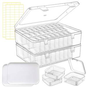 lot 5871 image: Fesorsi Bead Organizer Box, 124 Pcs Small Jewelry Making Organizers, With Classification Tags and Trays, Plastic Bead Organizer Applicable to Jewelry, Diamonds, Clay Beads, Screws, Seeds, Small Parts