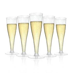 lot 5876 image: Bestluck 100 Pack Champagne Flutes Plastic, 4.5 oz Silver Glitter Plastic Disposable Stemware, Disposable Champagne Flutes for Party, Mimosa Bar, Wedding, Anniversary and Graduation