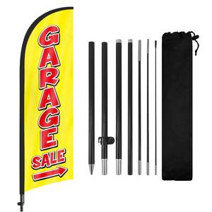lot 5878 image: FSFLAG Garage Sale Advertising Swooper Flag Banners, Garage Sale Feather Flags with Pole and Ground Stake, Advertising Feather Banners Sign for Garage Sale Business 8FT, Yellow