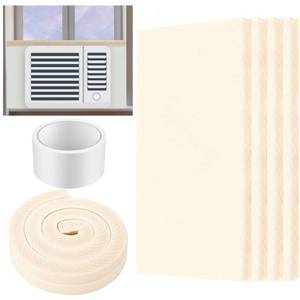 lot 5881 image: Pangda 4 Pcs 17 x 9 x 78 Inch Window Air Conditioner Insulated Foam Panels Insulation Winter Ac Side Surround Panels Kit with Top Seal Strip for Summer and Winter Indoor (Beige)