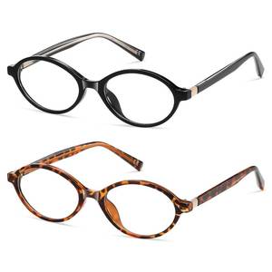 lot 5885 image: PUBOWT Oval Reading Glasses for Women Men Blue Light Blocking Computer Readers Retro Fashion Small Frame Trendy Vintage Vintage Eyewear PT2009 2Pack Black Demi 1.5 x Strength