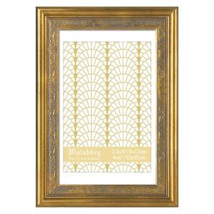 lot 5890 image: VIOLABBEY 4x6 Matte Gold Picture Frame, Display 3.5x5 Photo with Mat or 4x6 without Mat, Ornate Vintage 4 x 6 Matte Gold Frame for Wall Decor or Tabletop Display