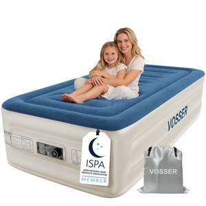 lot 5895 image: VOSSER Twin Air Mattress with Built-in Pump,Fast & Easy InflationDeflation Inflatable Mattress, Foldable Blow Up Mattress with Storage Bag, Inflatable Bed for Home, Camping & Guests