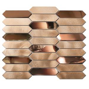 lot 5898 image: Primoon Gold Tile Long Hexagon Mosaic Tiles for Kitchen Backsplash Wall Bath Shower Floor Real Metal Tile 5 Sheets