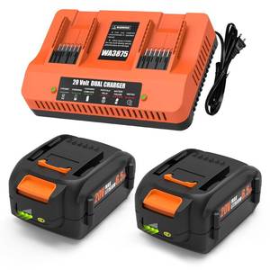 lot 5909 image: BECDXPal 2 Pack 6500mAh Replacement for Worx 20V Battery and Charger Kit for WA3525 WA3520 WA3575 Compatible with Worx Battery 20V and 40V (2X20V) Cordless Tools