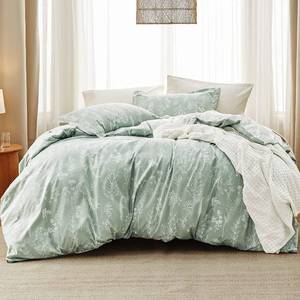 lot 5915 image: Bedsure Full Comforter Set - Sage Green Bed Set, 3 Pieces Cute Floral Bedding, 1 Soft Reversible Botanical Flowers Comforter and 2 Pillow Shams