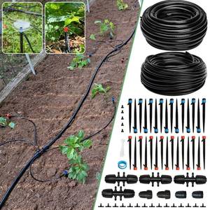 lot 5921 image: Riboud 240FT Drip Irrigation System Kit, Automatic Garden Watering System for Plant, Greenhouse, Yard, Lawn, with 12 inch 14 inch Irrigation Tubing Hose and Accessories