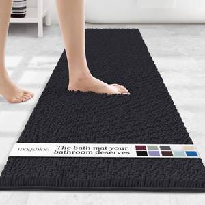 lot 5926 image: MAYSHINE Runner Plush Shaggy Chenille Bath Mat 71x31 Extra Soft, Super Absorbent, Non-Slip Bathroom Rug  Fluffy Microfiber, Area Rug Sets for Bathroom Floor, Kitchen, Living Room Black