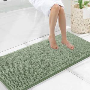 lot 5928 image: Smiry Luxury Chenille Bathroom Rugs 47x20, Extra Soft and Absorbent Shaggy Bath Mat, Machine Washable, Non-Slip Plush Carpet Runner for Tub, Shower, and Floor, Home Decor Accessories, Sage Green