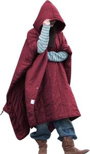 lot 5933 image: DUKUSEEK Outdoor Wearable Camping Blanket, Large Packable Backpacking Hooded Stadium Blankets, Lightweight Warm Quilt for Picnic, Hiking, Football, 79X56, Wine Red