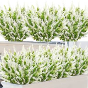 lot 5942 image: Besteek 20 Bundles Fake Flowers Artificial Lavender Faux Plastic Plants Flowers for Home Wedding Kitchen Garden Patio Porch Window Box Office Table Centerpieces Indoor Outdoor Decor, White