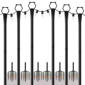 lot 5951 image: 1 Pack 10Ft String Light Poles for Outside, Light Poles for Outdoor String Lights, Adjustable Outdoor Light Poles with Fence Brackets Hanging Lights,Metal Stand Deck Patio Backyard