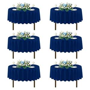 lot 5955 image: sancua Navy Blue Round Tablecloths 70 Inch, 6 Pack - Circle Fabric Cloth Table Cloths for Wedding Party Banquet Birthday, Washable Polyester Table Cover (Fit 20-58 Inch Tables)