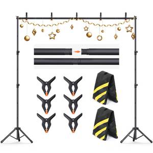 lot 5959 image: Backdrop Stand 10x8ft (WxH) Adjustable Backdrop Support Ground Kit Photography Photo Shoot Backdrop Stand for Parties with Sandbags, Spring Clips, Carrying Bag