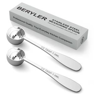 lot 5972 image: BERYLER 2PCS 12tbsp(1.5tsp, 7.5ml) Single Measuring Spoon, Stainless Steel Individual Teaspoon, Metal Measure Scoop with Gift Box