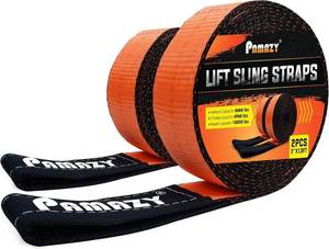 lot 7008 image: 2 Pack 2 x10FT Super Sturdy Lift Sling Strap, 18800 Pound Capacity Heavy Duty Eye-Eye Nylon for Hoist, 2-Ply Twist Polyester Rigging, Tree Saver Recovery Web Sling Winch