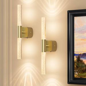 lot 7018 image: Eclipterra Battery Operated Wall Sconce Set of 2 Rechargeable Battery Powered Wall Light with 12000mAh Wireless Dimmable Wall Lamp Fixtures for Bedroom Living Room (Brushed Gold, 16-2 Pack)