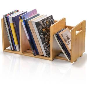 lot 7028 image: ZOOFOX Bamboo Desktop Bookshelf, Expandable Desktop Organizer, Small Display Shelf Book Rack for Office Supplies, Home Tabletop