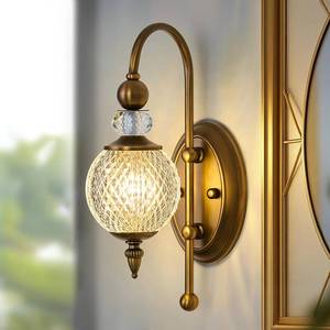lot 7035 image: VBSCIUPZ Vintage Gold Wall Sconce with Acrylic Globe Shade Brushed Brass G9 Bulb Vanity Light Indoor Wall Light for Bathroom Bedroom Hallway Living Room