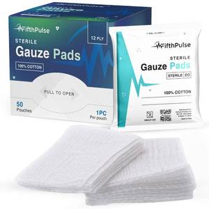lot 7040 image: 2x2 Gauze Pads, Sterile, and Individually Wrapped - 50 Pieces of Non Stick Gauze Pads for Wound Care - 12 Ply Gauze for Dressing, Cleaning, Cushioning, and Packing Wounds