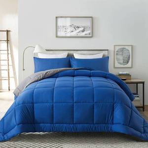lot 7048 image: DOWNCOOL BlueGrey Full Size Comforter Set - All Season Bedding with 2 Pillowcases - 3 Pieces Bed Set Down Alternative Comforter Set