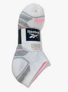 lot 7074 image: Reebok Ladies Cushion Low Cut Performance Training Socks, 8 Pair (White, 4-10)