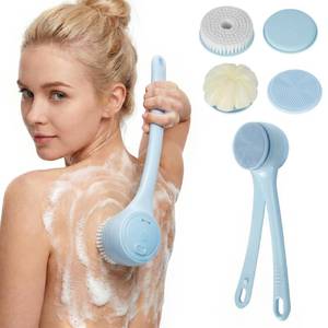 lot 7085 image: Electric Body Brush Back Scrubber for Shower 5 Replaceable Heads and Hook,Waterproof Long Dual Handle Power Body Scrubber 2 Speeds, for Cleansing Body, Exfoliating and Massaging Skin.