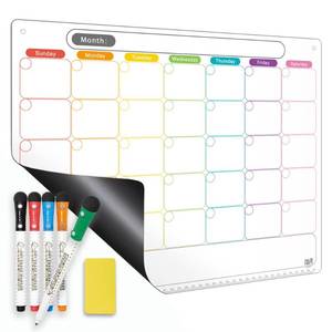 lot 7087 image: Magnetic Calendar for Fridge, Dry Erase Monthly Calendar, 16.9 x 13, 6-Week Layout, Easy to Clean, Strong Magnetic Hold, Color-Coded Planner, Includes Dual-Magnet Markers & Eraser