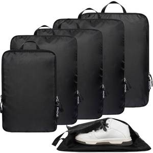 lot 7100 image: BAGAIL 6 Set Ultralight Compression Packing Cubes Packing Organizer for Travel Accessories Luggage Suitcase Backpack(70D Black)