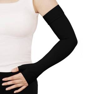 lot 7101 image: Lymphedema Compression Arm Sleeves for Women Men with Gauntlet, 20-30 mmHg Graduated Compression Full Arm Support for Arthritis, Bursitis, Edema (Single)
