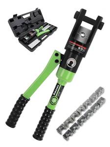 lot 7117 image: AMZCNC 16 Ton Hydraulic Wire Crimper Battery Cable Lug Terminal Crimping Tool,Crimps 8 AWG to 600 MCM, Cable Crimping Tool with 13 Pairs of Dies