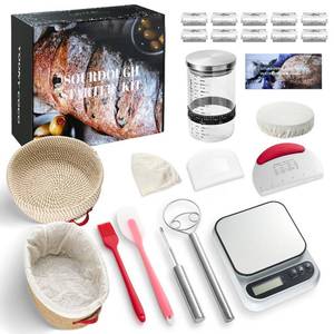 lot 7122 image: Sourdough Bread Baking Supplies, Sourdough Starter Kit with scale, Starter Jar, Bread Making Tools Kit, Sour Dough Kit Tools, Sourdough Proofing Basket, Sourdough Kit Gifts for Bakers Women Wife Mom