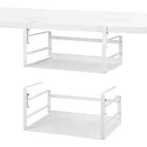 lot 7127 image: Nxconsu 2 Pack Under Shelf Storage Organizer, Adjustable Knob-Lock Hanging Basket for Kitchen Cabinet Pantry Cupboard Desk, Heavy Duty Metal, 30LB, White, Medium(13.38 Wx9.84 D, Interior H 4.7)