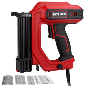 lot 7129 image: KITLUCK Brad Nailer, 2-in-1 120V Electric Staple GunNail Gun, DIY Projects, Carpentry and Light Upholstery
