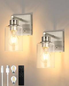 lot 7131 image: Rayogale Wireless Battery Operated Wall Sconce Set of 2 with Remote Control