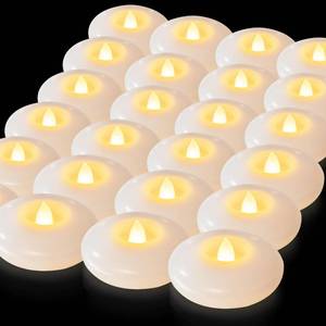lot 7137 image: 5plots 24Pack 200 Hour Flameless Floating Candles, 3 Inches White Waterproof Led Tealights for Wedding Vases Centerpieces Party Proposal Pool Decor Decoration