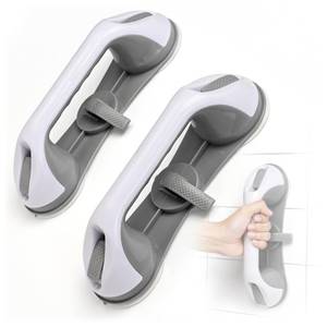 lot 7140 image: Grab Bars for Bathtubs and Showers 3 Suction Cups Shower Handle, Heavy Duty Safety Shower Grab Bars for Seniors and Elderly, Handicap Bars for Bathroom 2 Pack, Gray