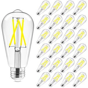 lot 7144 image: Hizashi Vintage LED Light Bulb Dimmable, 6W Equivalent 60W, 5000k Daylight, E26 Base Led Edison Bulbs, 700LM, High CRI 95 Eye Protection, Clear Glass, Pack of 24