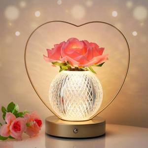 lot 7146 image: AMWGIMI Rose Flower Lamp,Birthday Gifts for Women,Rechargeable Cordless LED Touch Lamps,3-Colour Infinitely Dimming Small Night Light,for Living Room,Dining Room,Bedroom Festival Home Decor