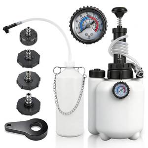 lot 7148 image: Beefire 3L Brake Bleeder Kit with Pressure Gauge, 1L Waste Bottle & 4 Upgraded Adapters, Manual Brake Fluid Bleeder Tool for Most Vehicles