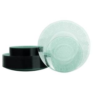 lot 7154 image: LCCFHTI 64 Pcs Transparent Green Plastic Plates, Elegant Floral Disposable Dessert Plates Combo Pack 7 inch Dessert Plate and 10 inch Dinner Plate, Fancy Green Dinnerware Set for Party, Wedding