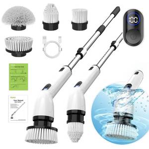 lot 7164 image: TUYU Electric Spin Scrubber, Full-Body IPX7 Waterproof Bathroom Scrubber with Power LCD Display, Adjustable Extension Handle, Cordless Shower Cleaner Brush for Bathtub Kitchen Wall Cleaning