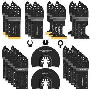 lot 7178 image: AIFICUT 26pcs Oscillating Saw Blades Titanium Multitool Blades for Wood Plastics Metal oscillating Tool Blades Kits Fit Rockwell Ridgid Ryobi Milwaukee Chicago Craftsman Dewalt