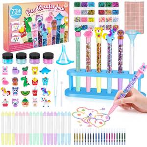 lot 7181 image: Subao 73 DIY Glitter Gel Pens Making Kit,Pen Creator Studio,Make Your Own 20 Sparkly Colorful Pens,Creative Arts and Crafts for Kids,Birthday Christmas Gifts for Girls 5 6 7 8 9 10 11 12 Years Old