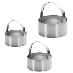 lot 7186 image: Maykito 3 Pieces Round Biscuit Cutter with Handle - Stainless Steel Round Circle Doughnut Cutter Baking Molds Assorted Size