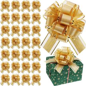 lot 7196 image: Juexica 30 Pcs Large Christmas Pull Bows for Gift Wrapping 6 Inch Waterproof Ribbon Bow for for Valentine Xmas Wrapping Boxes Gift Decorations(Gold)