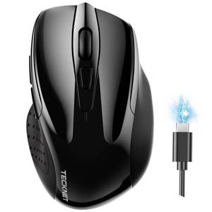 lot 7201 image: TECKNET Wireless Mouse (BT5.03.0 & 2.4G) Rechargeable 4800 DPI Silent USB A & Bluetooth Mouse 6 Buttons, Wide Compatibility - Black