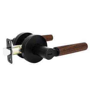lot 7220 image: Aassiantek Walnut Wood Privacy Door Lever - Reversible Keyless Locksets Door Handles for Interior Bedrooms&Bathrooms Room Door Lock Zinc Alloy Base (1 Pack, Black, Privacy)
