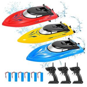 lot 7233 image: 3PACK Remote Control Rc Boat for Kids, 2.4Ghz Control, Whole Body Waterproof, 6 Rechargeable Batteries Summer Water Toys for Pools Lakes River & Bathtub.